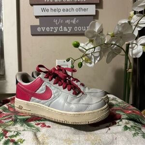 Nike Air Force 1 Pink Berry Grey Womens Shoes